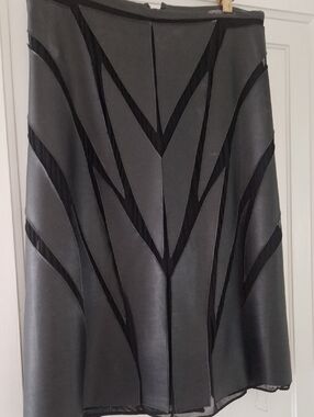 Black A-Line Skirt with Mesh Paneled Detail
